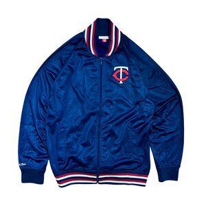 Minnesota Twins Mitchell & Ness Navy Blue Satin Embroidered Jacket, Men's XL